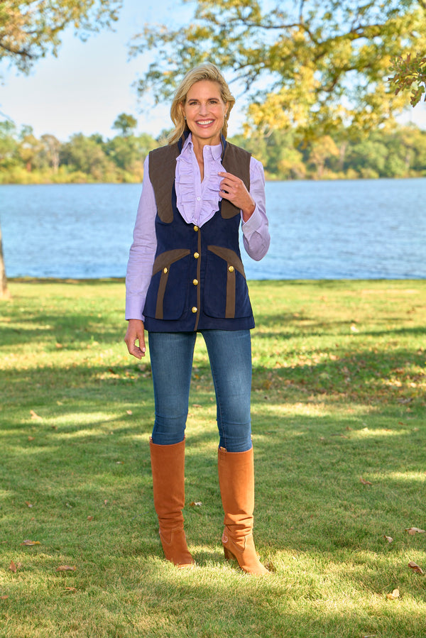 Navy Featherwale with Brown Trim - Upland Bespoke