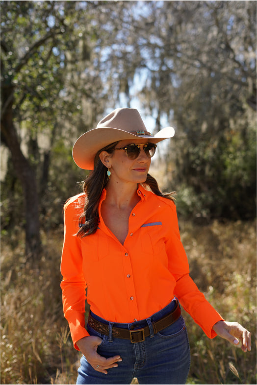 Blaze Orange Codorniz Long Sleeve Camp Shirt – Upland Bespoke