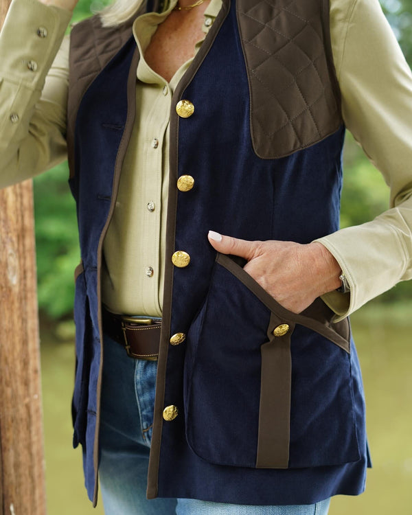 Navy Featherwale with Brown Trim - Upland Bespoke